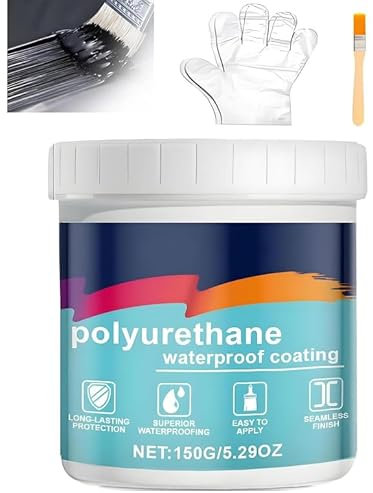 Polyurethane Waterproof Coating, Invisible Waterproof Anti-Leakage Agent, Waterproof Insulating Sealant,Transparent Waterproof Coating for Sealant Concrete Exterior Roof Wall Crack (Black, One Size)