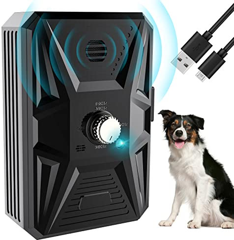 Antibell für Hunde, Ultraschall Hunde Anti Bellen Gerät, Antibell Gerät Hund Anti Bellgerät Bellenstopper Antibell für Hunde Hundebellen-Abschreckmittel Hunderindenstopper für Kleine Große (Schwarz)