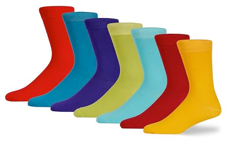 BARGAIN BUNDLE Herr bambu Colourburst crew-strumpor (7 par multipack) – ljusa, mjuka, fukttransporterande, antibakteriella och andningsbara. Perfekt för arbete, fritidskläder eller skolstrumpor.