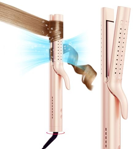 TYMO Airflow Planchas del Pelo - Plancha Alisadora Rizos y Alisado 2 en 1, Alisador y Rizador Iónico para Alisar Rápido u Ondas Naturales con Aire 360°, 32mm Plancha Rizadora para Rizos Grandes