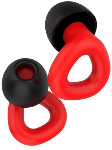 Tappi orecchio per dormire,Orecchie Antirumore, Lavabili Riutilizzabili, Ideali per Sonno Profondo, concentrazione, viaggiare, Relax, con 3 inserti auricolari in S/M/L - 27 dB(Nero-rosso)