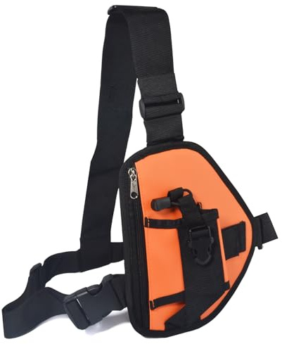 UAYESOK Walkie talkie bröstsele, radio axelhållare ficka, universell bärbar väst väska fodral med justerbar nylonrem för Motorola Baofeng Icom Yaesu Midland President tvåvägsradio (orange)