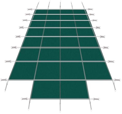 Inground-poolskydd, säkerhet, passar rektangulär simbassäng, runt vinterpoolskydd, vinteröverdrag för pooler (pooler med mittsteg) (grön, diameter 3,7 m (12 fot))