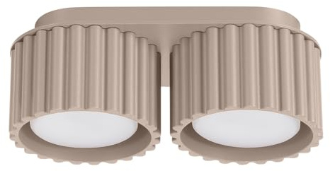 SOLLUX lighting Taklampa i aluminium, 2 lågor, LED-lampa, taupe, aura