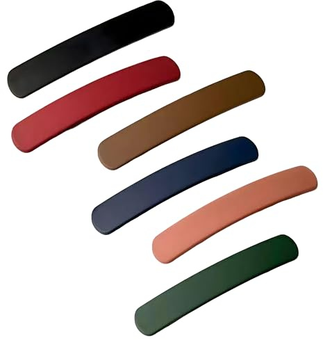 6 Pièces Barrettes Cheveux, Pinces à Barrette Françaises élégante Chic pour Femmes et Filles, Pinces à Cheveux Vintage Maigre Design Rectangulaire Accessoires pour Epais et Fins Six Couleurs