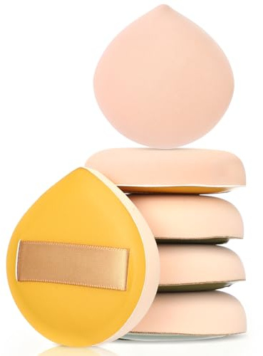 Giantree Paquete de 6 esponjas de maquillaje, esponjas de base, almohadillas de cojín (para base y polvo prensado), esponja de mezcla sin látex para líquido, polvo prensado y polvo prensado en crema