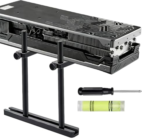 Ruioomeep Grafikkortshållare, videokorthållare, GPU justerbar höjd, skjutbar, GPU-hållare, grafikkortshållare för datorkomponenter, aluminium 128 mm (dubbelstång)