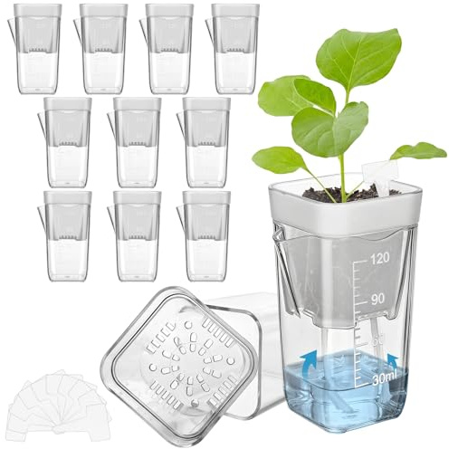 10 Pack 2 Small Self-Watering Plant Pots for Plants with 10 Plant Labels