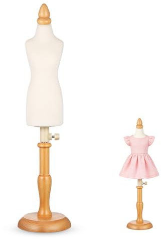 Hemobllo 45 cm Mini Female Mannequin, Pinnable Tailor Dummy with Wood Base | For sewing and pattern drafting, doll dress display, jewellery and craft projects