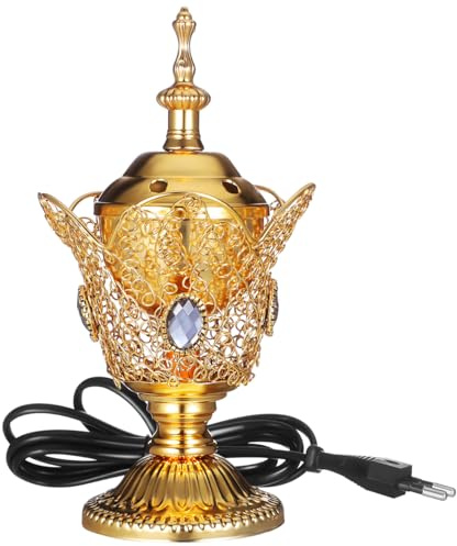 Toyvian Bruciatore di incenso elettrico in metallo per chiese del Medio Oriente, bruciatore di incenso vintage (spina europea)