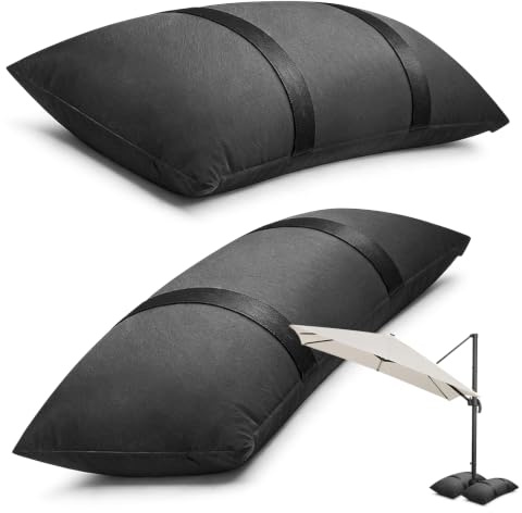 Lot de 2 sacs de sable à lester jusqu'à 70 x 25 cm - Remplissage de 20 kg | Poids de parasol pour extérieur, sacs de sable pour parasol, trampoline, meubles de jardin, poids