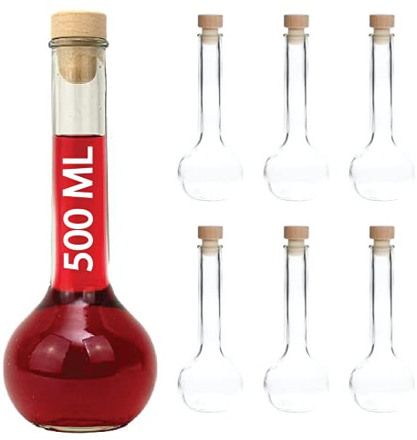 slkfactory 6 Bottiglie di Vetro vuote da 500 ml con Tappo a Vite da 0,5 Litri, bottigliette per Succo, liquore, aceto, Olio