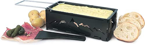 Swissmar KF-00536 Nordic Raclette Queso Raclette con espátula, acero, negro, 18 cm x 8 cm x 6 cm, portátil, calentador de plato, soporte plegable, antiadherente, apto para lavavajillas, caja de regalo