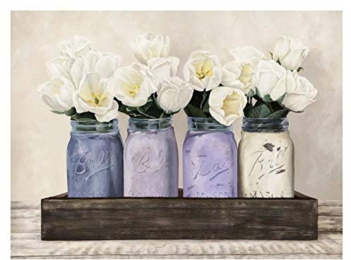 Artworks Italia - Tulipanes en tarros de masón, arte de papel, 34 x 26 pulgadas