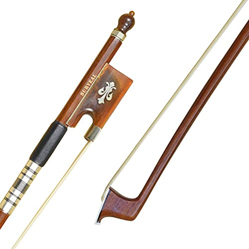 Surval Prossional Brasilholz Barock Violine Bogen Ochsenhorn geschnitzt Frosch mit bestem Mongolei Pferdeschwanz, bestem elastischem Arco de Violino Größe 4/4 4/4 braun