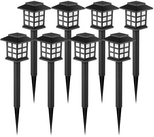 GIGALUMI Solar Lights Outdoor Garden, 8 Pack Garden Lights Solar Powered Waterproof, Solar Lights Outdoor, Landscape, Path, Yard, Patio, Driveway,Pathway,Warm White,Auto ON/Off
