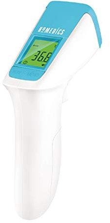 HoMedics No Contact Infrared Thermometer - Portable Contactless Forehead Temperature Reader, Temporal Scan Technology, Instant Measurement, Digital Green/Yellow/Red LCD Display, Fever Alarm, Portable