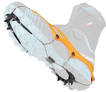 Nortec Crampones TRAIL 2.4 Made in Italy para Winter Trail Races Carreras de invierno sobre hielo y nieve, micro crampones minimalistas con funda naranja (naranja, XL)