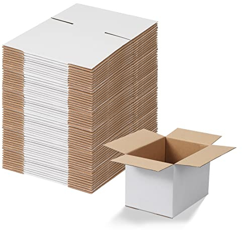 Calenzana 7x5x5 Shipping Boxes Set of 40, White Corrugated Cardboard Box for Mailing Packing Gifts Small Business