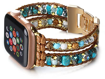 CHARMINGO Boho band kompatibelt med Apple Watch band strandarmband för kvinnor och män 38 mm/40 mm/41 mm 42 mm/44 mm/45 mm/49 mm, multilayer wrap Apple Watch Strap för iWatch Band Series 9 8 7 6 5 4 3