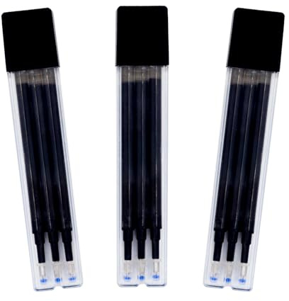 Raylu Paper® - Ersatzmine für einziehbare löschbare Kugelschreiber, Geltinte, 1 mm Spitze und 0,7 mm Strichstärke, 3er-Pack, schwarz (9 Stück)