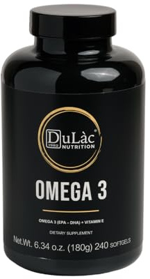 Dulàc - Omega 3 2000 mg de Aceite de Pescado, 610 mg de EPA y DHA, Suplemento, 240 Cápsulas Blandas con Vitamina E, Sin Gluten, Made in Italy
