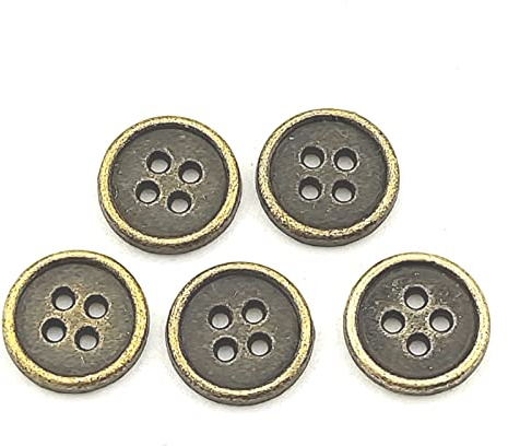 YOOGCORETT 50pcs Antique Bronze Metal Buttons Vintage Style Round Buttons Bulk for Sewing Coat Jacket DIY Crafts Manual Buttons Scrapbooking Decorations 4 Holes 11.5mm
