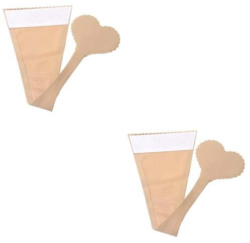 WRITWAA 2Pcs Womens Invisible Lace Nude, One Piece C-line Pants Fun Underwear Thong, Self Adhesive No Panty Line Heart Shaped Strapless C-String Thong, Skin Color, Size