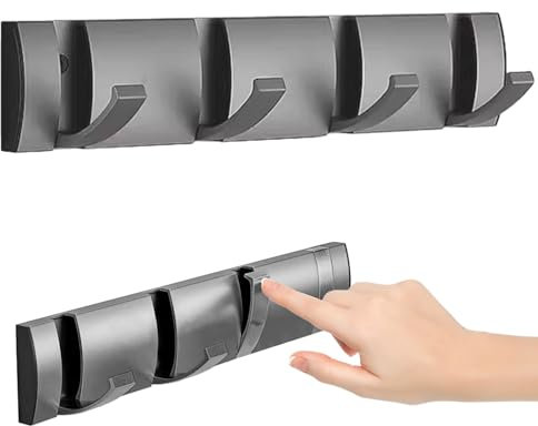 Tarocat 31 cm Klappbar Garderobenleiste, 4 Garderobenhaken, Wand Garderobenleiste, Faltbarer Kleiderhaken, Garderobenhaken Wandmontierter für Jacken, Mäntel, Schals, Handtaschen und Mehr