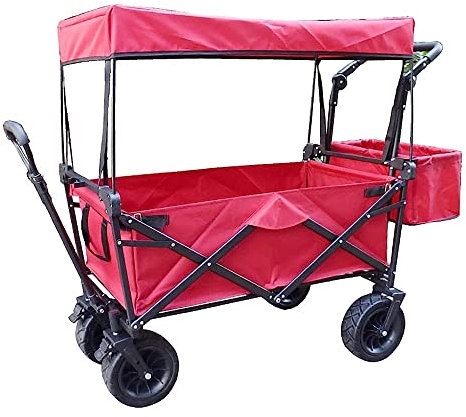 CRBUDY Chariot à Bras Pliable G-Arden, Chariot Robuste avec auvent, Chariot de Courses Multifonction pour Camping en Plein air, Camion de Traction de Plage avec 4 Roues, Charge : 150 kg/a