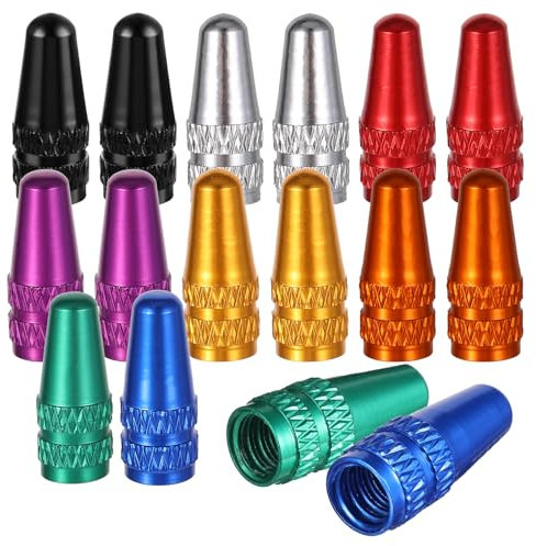 16 Stück Ventilkappen Fahrrad, Mehrfarbige Ventilkappen Fahrrad Französisch, Aluminium Fahrrad Ventilkappen, Französisch Fahrradreifen Ventilkappen Set