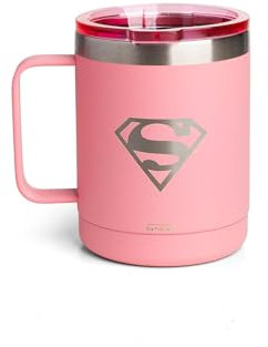 Smartshake Bohtal Insulated Coffee Mug 12 oz, Double Wall Vacuum Insulated Mug with Lid, Leakproof BPA-Free Stainless Steel Coffee Cup, Travel Mug for Hot & Cold Beverages (Supergirl)