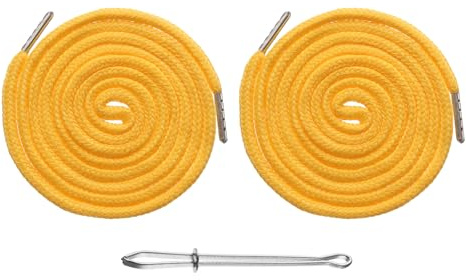 QUARKZMAN 2 cordones de repuesto de 130 cm, con enhebrador para sudaderas, chaquetas, pantalones, sombreros, abrigos, bolsillos, color amarillo oscuro