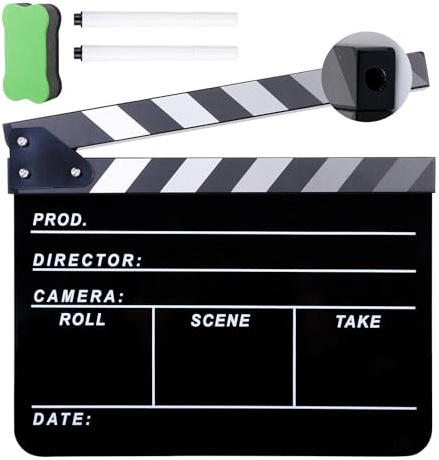 LEKEFETO Clapet de cinéma en acrylique avec gomme magnétique pour tableau noir et stylos personnalisés et clé hexagonale, pour accessoires de photographie, série TV - 30 x 24 cm