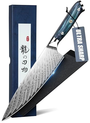 DRAGON RIOT Kochmesser profi Messer, Fleischmesser extrem Scharf, Japanisches Küchenmesser mit Geschenkbox, Handgeschmiedete Messer