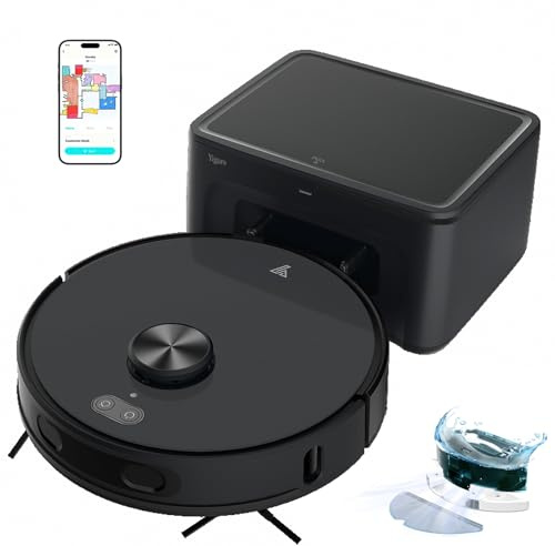 Yigars Robot Aspirador y fregasuelos hasta 8000 Pa Potente succión Autovaciado Autonomía de 220 Minutos Navegación Láser LiDAR y Mapeo Lnteligente,Limpieza Personalizada Control por Voz y App-B