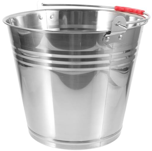 BESPORTBLE Secchio in Acciaio Inox 10l per Alimentazione Cavalli Manico e Coperchio, Contenitore Acqua e Mangime Resistente alla Ruggine, Secchio Multiuso per Stalla e Uso Domestico