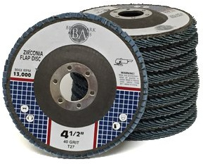 Benchmark Abrasives 4.5 x 7/8 Premium Zirconia T27 Flat Flap Discs 4 1/2 for Angle Grinder, Sanding Discs, Finishing Grinding Wheels 4 1/2 Inch for Sanding Stock Rust Removal (10 Pack) - 40 Grit