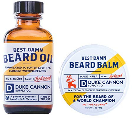 Duke Cannon Supply Co. Best Beard Bundle - 3 oz. Oil & 1.6 oz. Balm, Redwood Scent, Travel Size, 2-Piece Set
