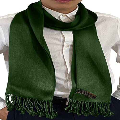 CJ Apparel Vert Foncé Homme Népalais Couleur Unie Design Mode Écharpe Tricotée Écharpe Secondes Automne/Hiver Wrap NOUVEAU