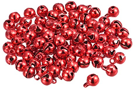 sourcing map Cascabel Campanas, 6mm 80 Piezas Pequeñas Campanas para Artesanía Bricolaje Navidad, Rojo