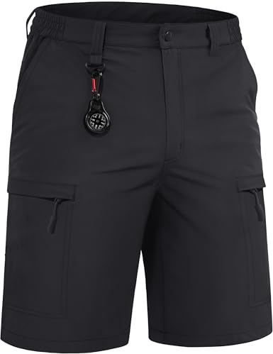 TACVASEN Mens Work Shorts Stretch Breathable Fishing Sailing Cargo Shorts for Hiking Walking Casual,Black,32