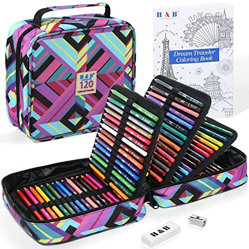 H & B 120 Buntstifte Set Bleistifte für Malbuch，Professionelles Buntstifte für Erwachsene, Künstler,Zeichnen, Skizzieren und Ausmalen