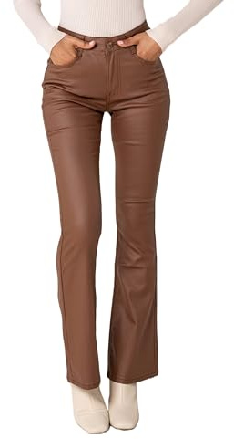 Nina Carter LP301 Pantaloni da donna effetto pelle bootcut a vita alta pantaloni a zampa jeans, XS
