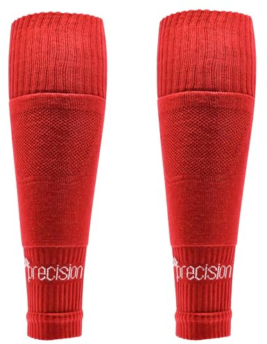 Precision Training Pro - Calcetines deportivos sin pies para adultos, ajuste elástico, soporte de compresión para fútbol, rugby y hockey, color rojo, rosso, 7-12