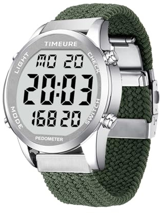 TIMEURE Schrittzähler-Uhr für Männer & Senioren mit großer Digitalanzeige