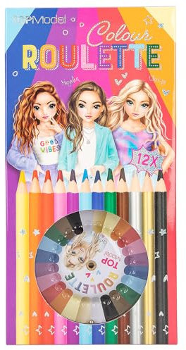 Depesche 12103 TOPModel Colour Roulette - Malspiel mit 12 dünnen Buntstiften und einem Farb-Roulette mit Kugel zur Wahl der nächsten Farbe