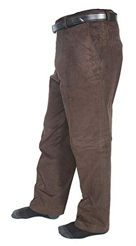 FASHIONISM Pantalon de bureau confortable en velours côtelé pour homme avec poche ceinturée, marron, 38W x 31L