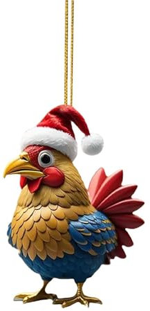 Yamobi Lustiger Huhn Anhänger für Weihnachtsbaum Deko, Weihnachtsdekoration Hängend, Christbaumschmuck für Zuhause,Kreative Christmas Tree Decorations für Festliche
