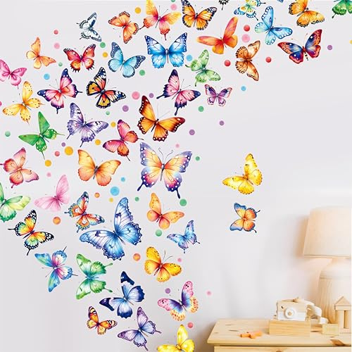 230+ PCS Large Butterfly Wall Decals, Self-Adhesive Vinyl Butterfly & Dot Stickers Unique Design Safe for Wall, Window, Door, Room Decor